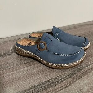 Rieker Blue Suede Slip On Clogs | NWT